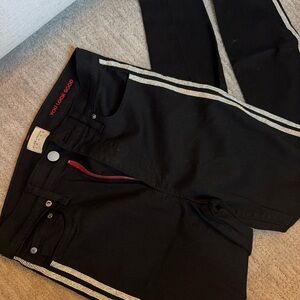 Alice + Olivia Black Jeans with rhinestone Trim